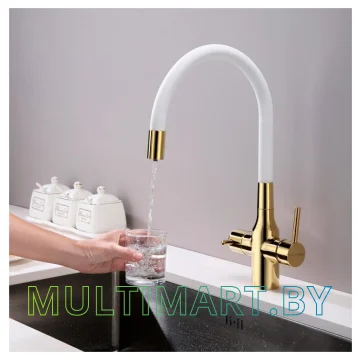 Смеситель Paulmark Salix Sa213419-Gw (белый/золото) картинка 4